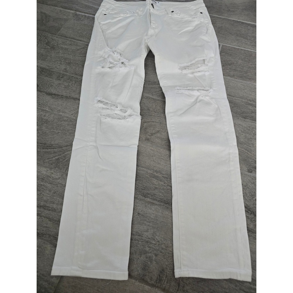 Paige Jimmy Jimmy Skinny White Distressed Ripped Jeans Size 30